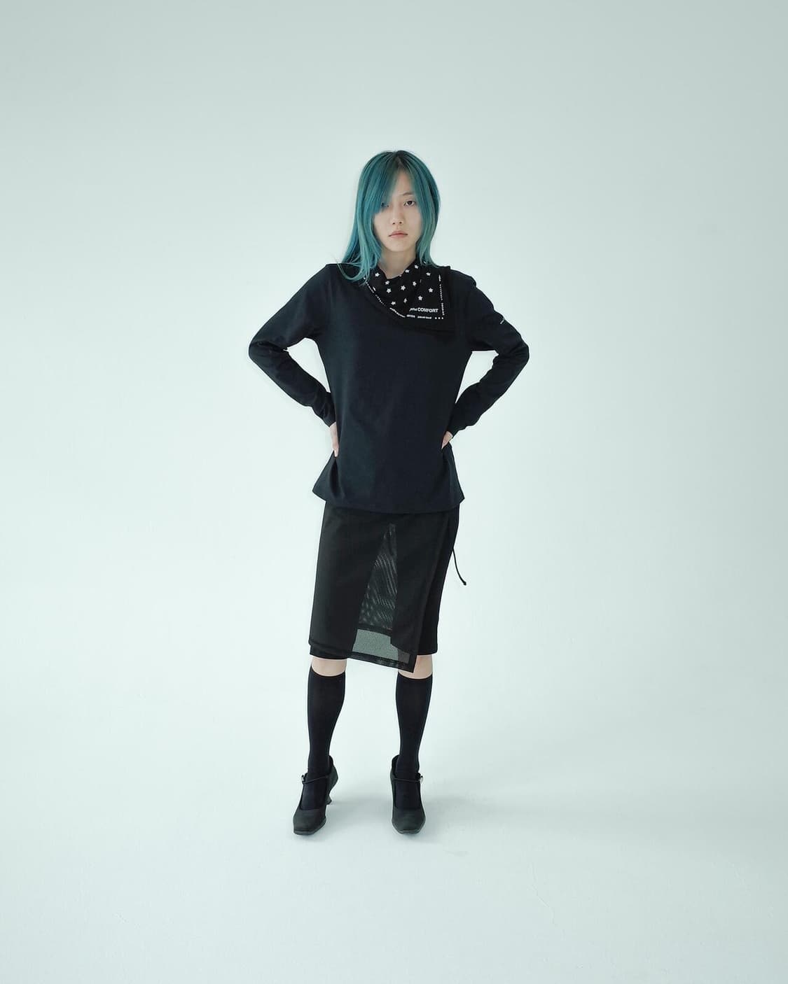 (새상품) 지초이컴포트 매쉬 랩스커트 블랙 팔아요 상품이미지2