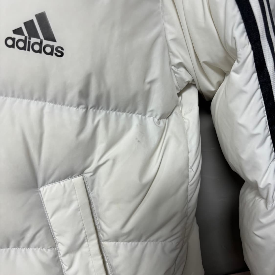 아디다스 삼선 덕다운 롱패딩 화이트 상품이미지4