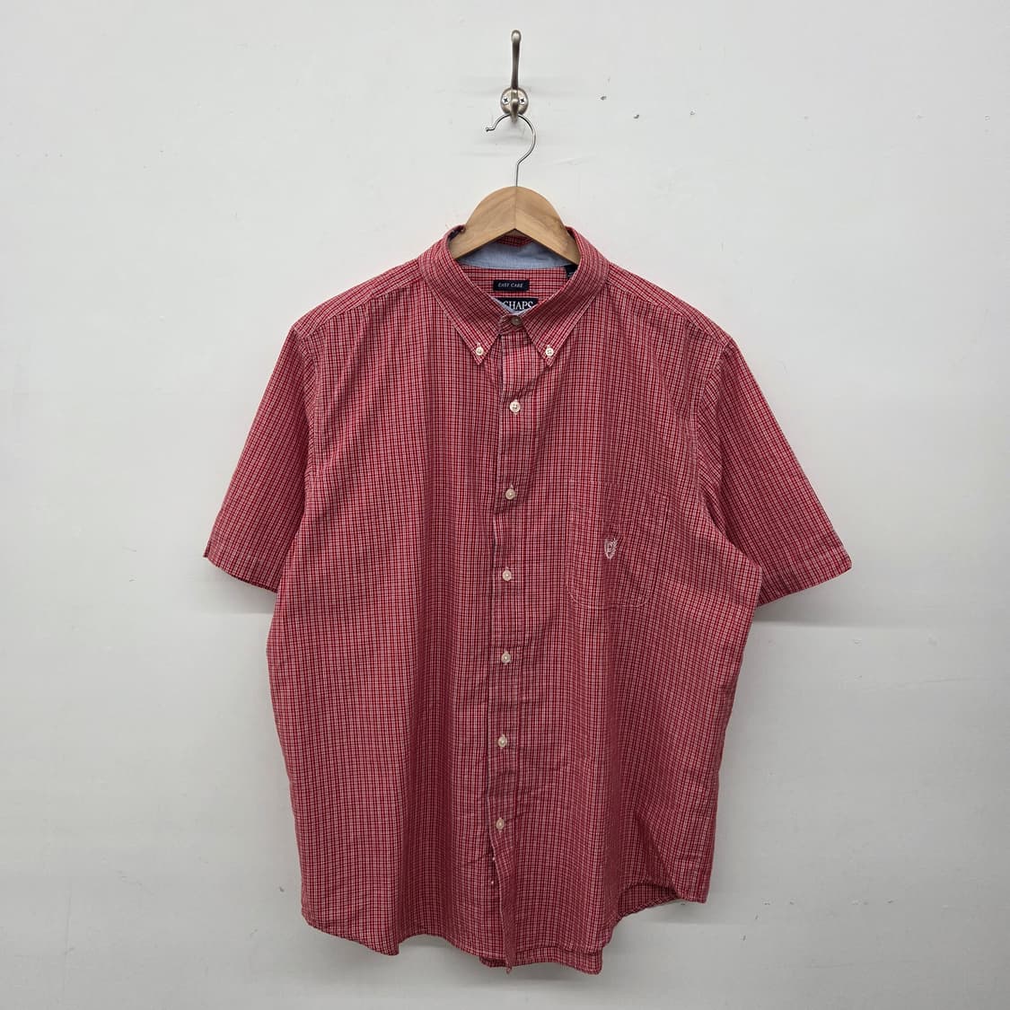 챕스 랄프로렌 레드 체크 반팔 셔츠 공용L 상품이미지1