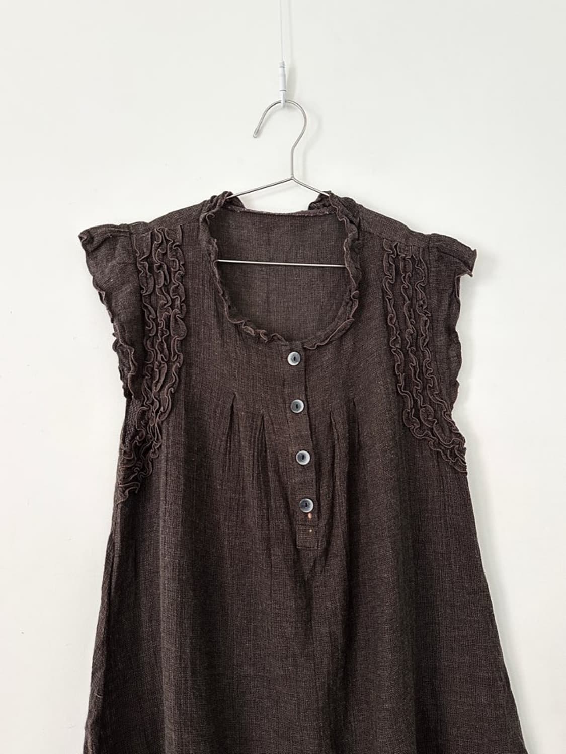 Flower embroidery half knit / brown 상품이미지2