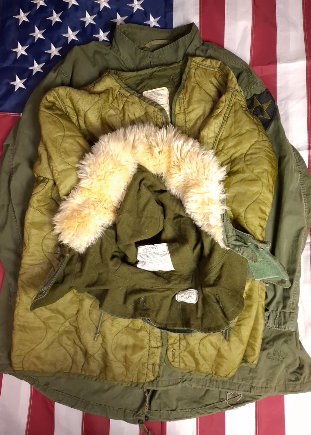 오리지날 미군 M-65 개파카 후드 양털 라지사이즈 풀셋트 상품이미지1