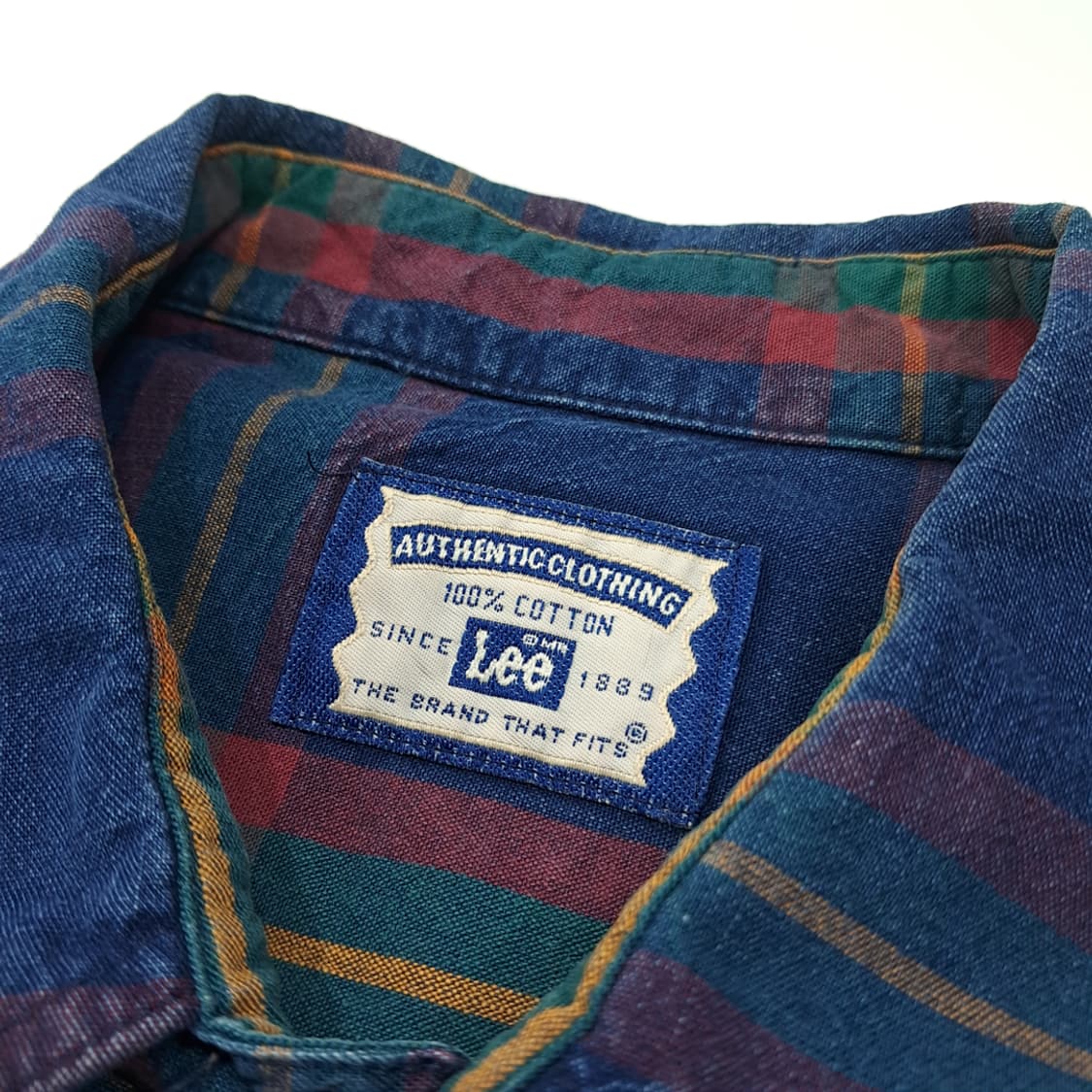 CL644 L 리 90s 미국판 인디고 샴브레이 체크 셔츠 남방 상품이미지3