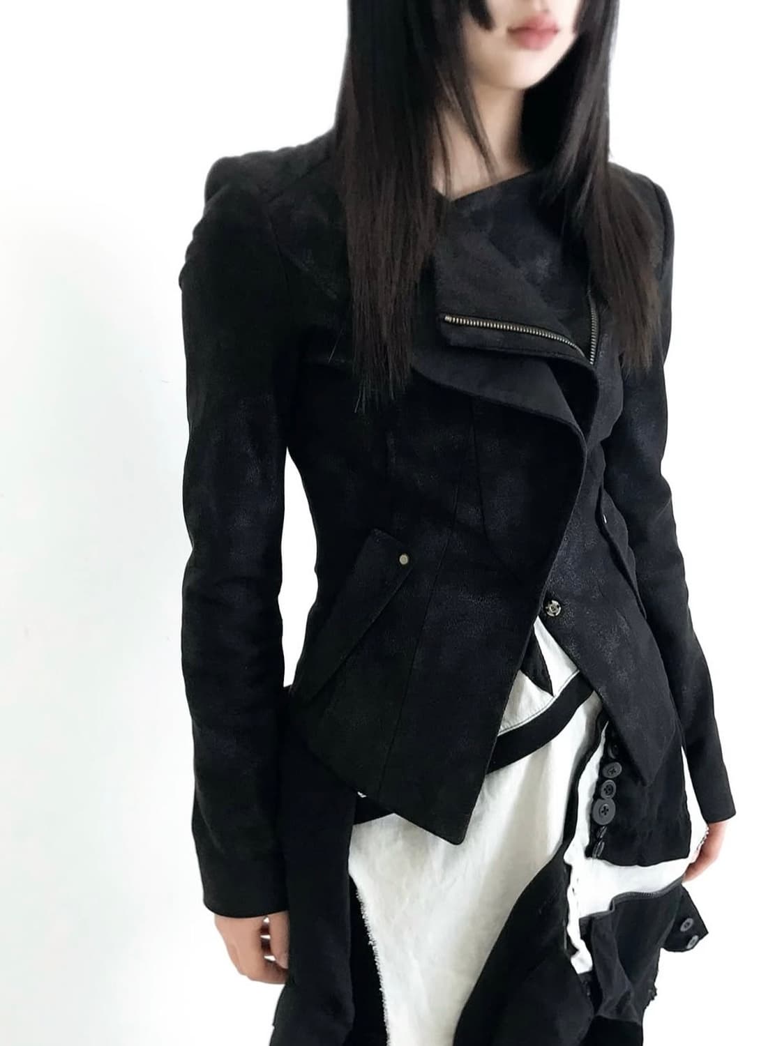 빈티지 슬림핏 블랙 스웨이드 레더 자켓 상품이미지1