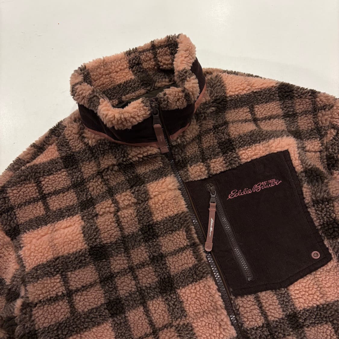 [M] 에디바우어 핑크 체크 플리스 자켓 B561 상품이미지3