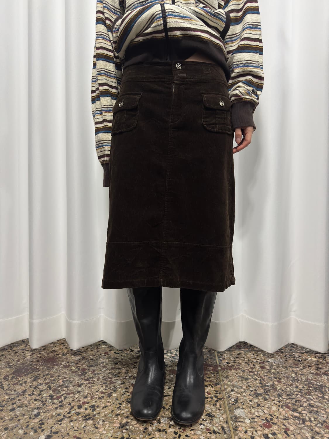 hushhush brown corduroy pocket skirt 상품이미지4