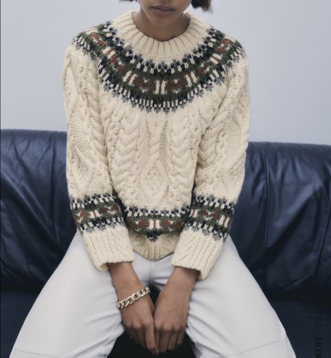 S) ZARA 자라 노르딕 니트 스웨터 케이블 니트 스웨터 상품이미지1