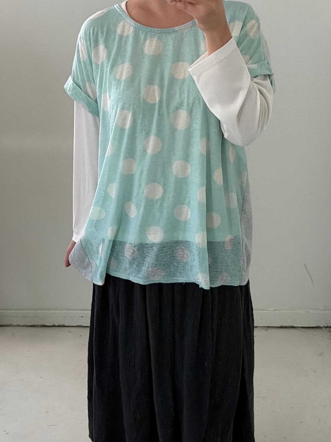 일본빈티지 도트 시스루 세트 상품이미지2