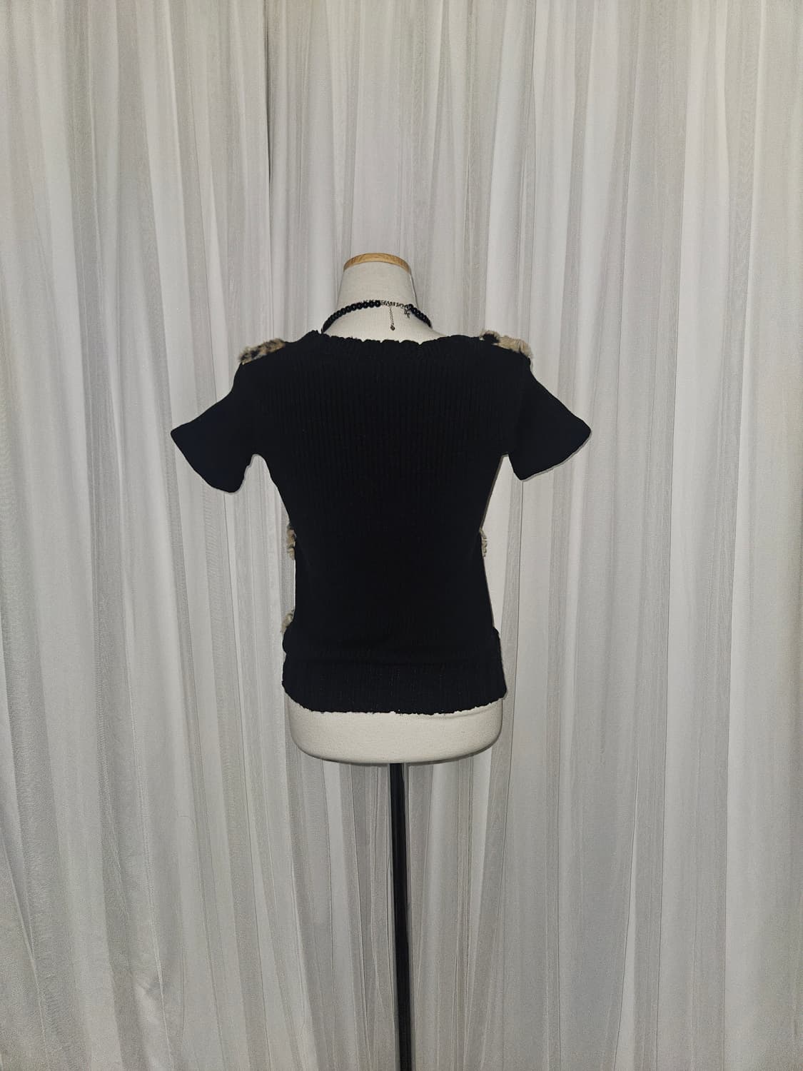 오네갸루 y2k 히메 레오파드 퍼 니트 탑 상품이미지3