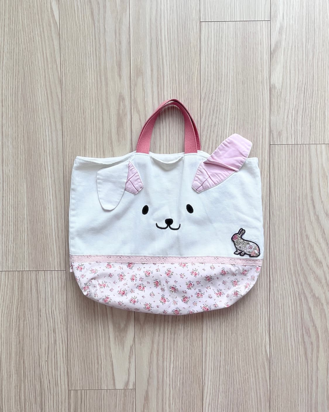 핑크 토끼 플라워 크로셰 토트백 상품이미지1