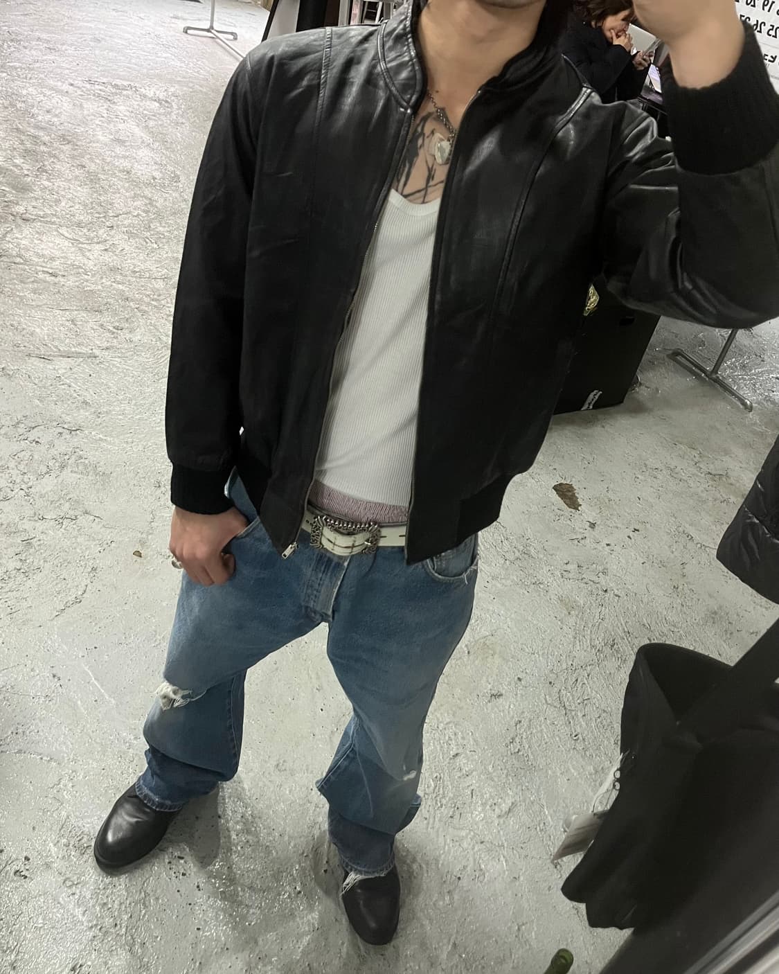90s buggy leather jacket 상품이미지2