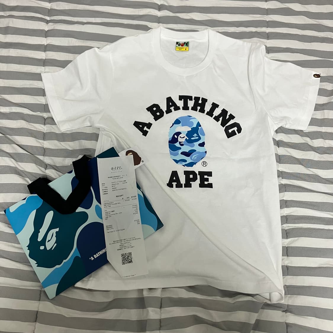 베이프 ABC 카모 흰색 파랑 블루 반팔티 ladies s사이즈 상품이미지1