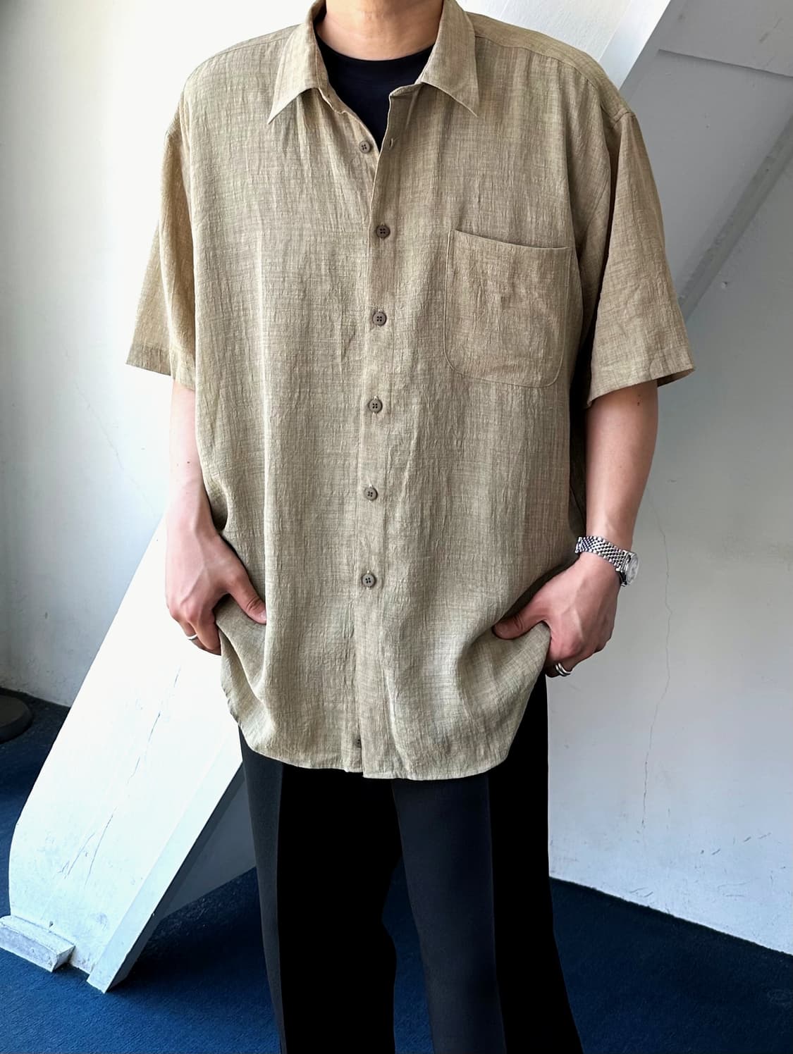 High count tencel poly woven H/S shirt 상품이미지6