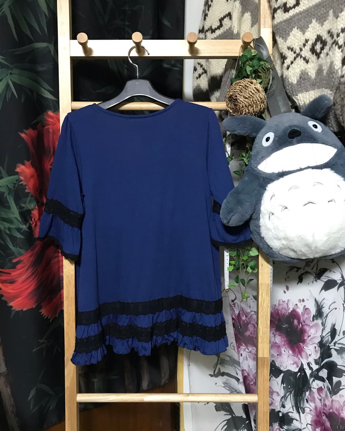 Axes Femme 블랙 레이스 디테일 블루 반팔 상품이미지3