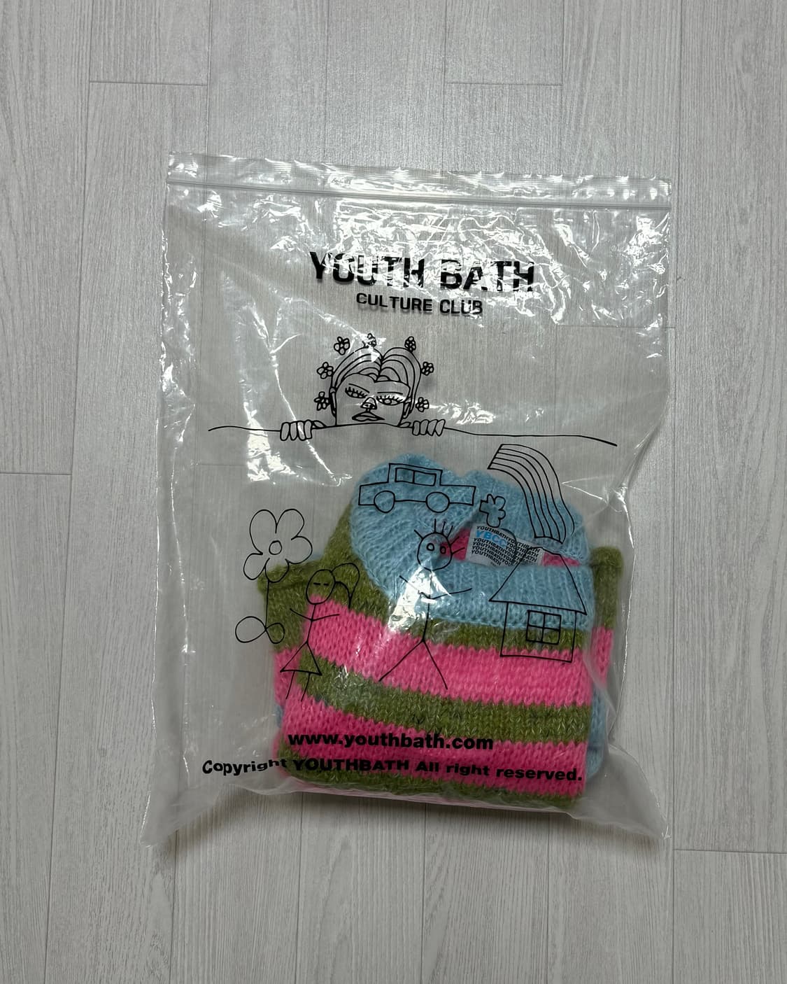 유쓰배쓰 컬러 스트라이프 크롭 니트 핑크 상품이미지4