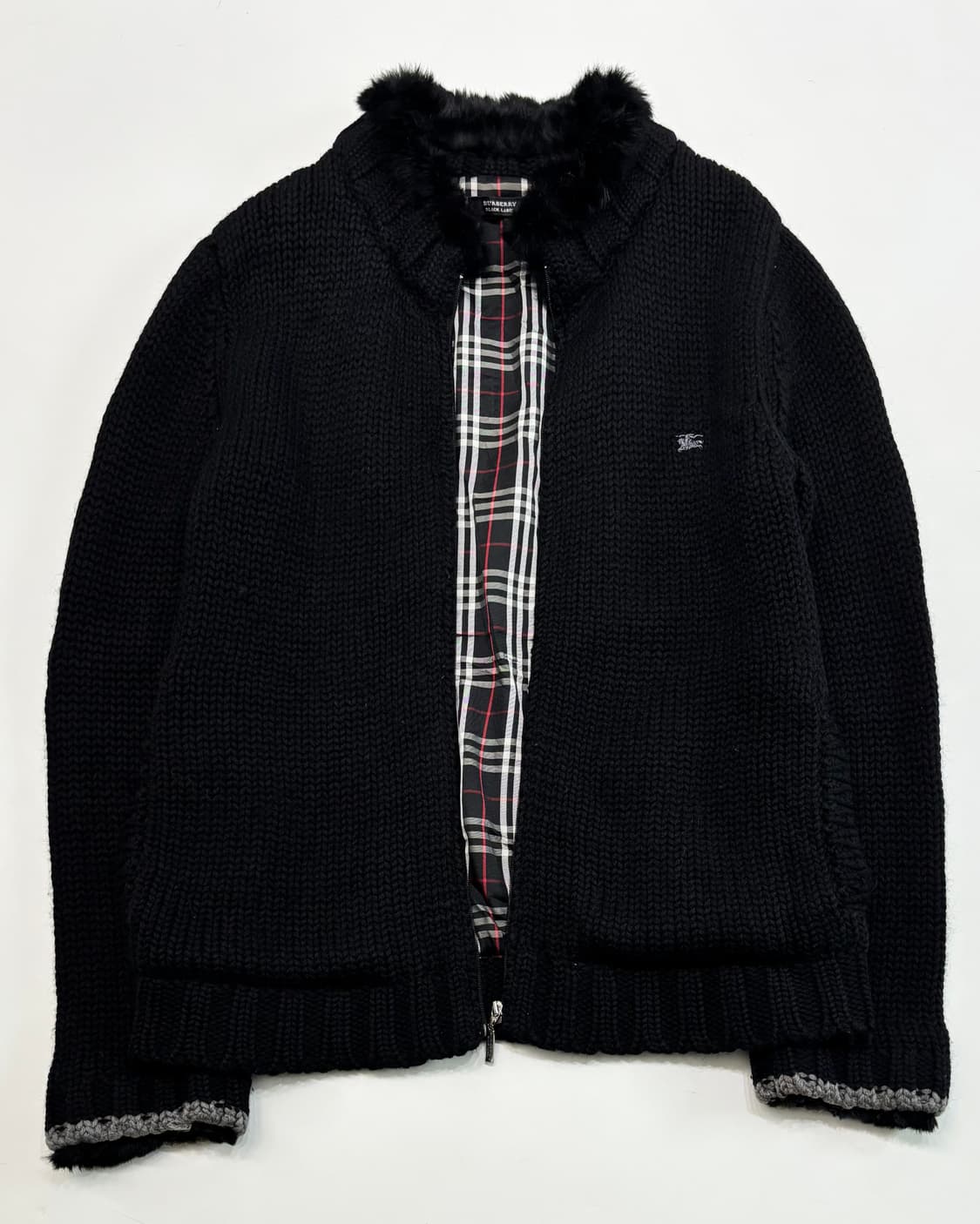 Burberry 버버리 블랙라벨 퍼카라 니트 자켓 상품이미지4