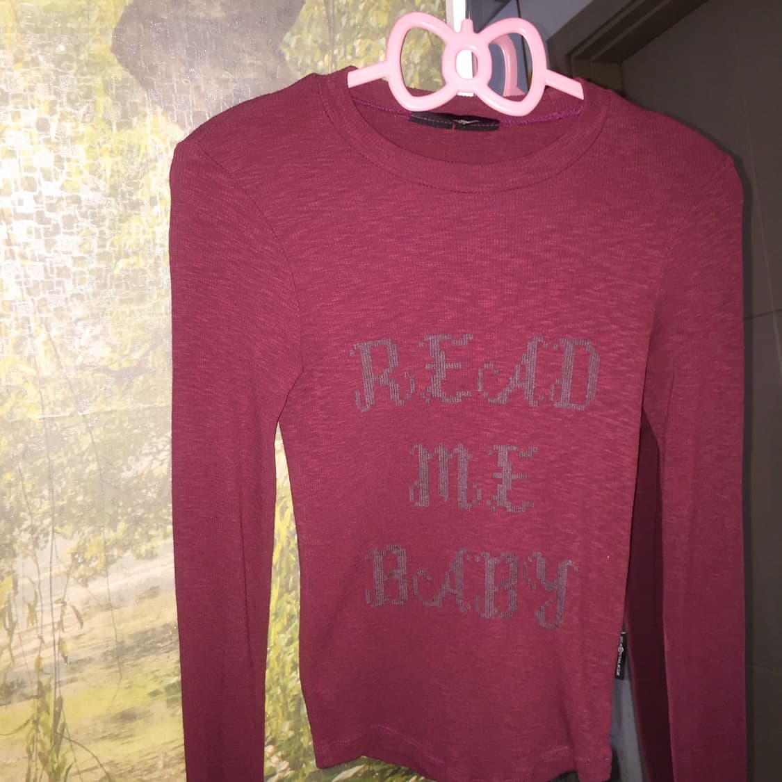 디어스토커 버건디 롱슬리브🖤 딱붙핏 고딕 펑크 y2k 갸루 상품이미지2