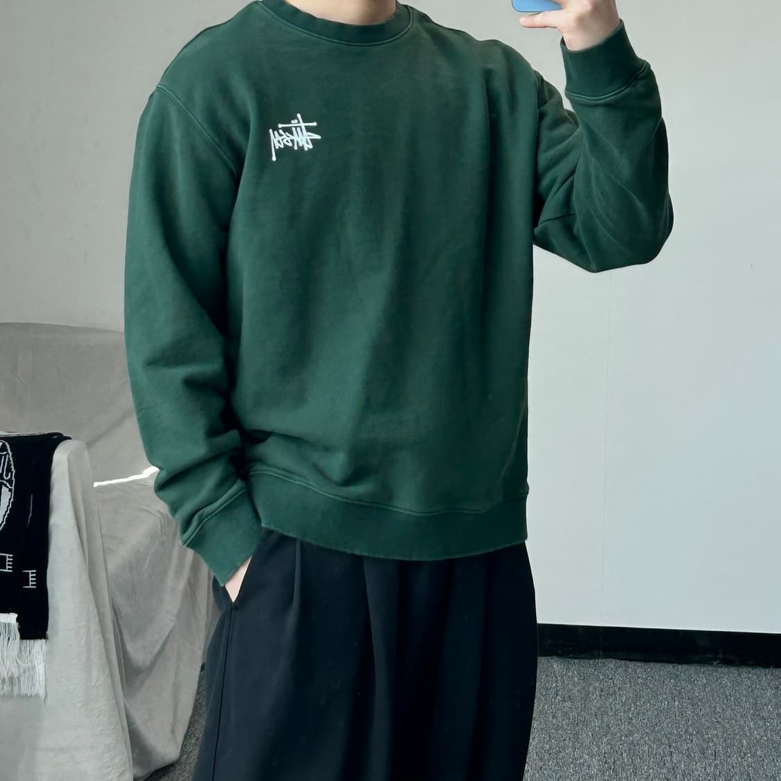 스투시 베이직 그린 맨투맨 상품이미지3