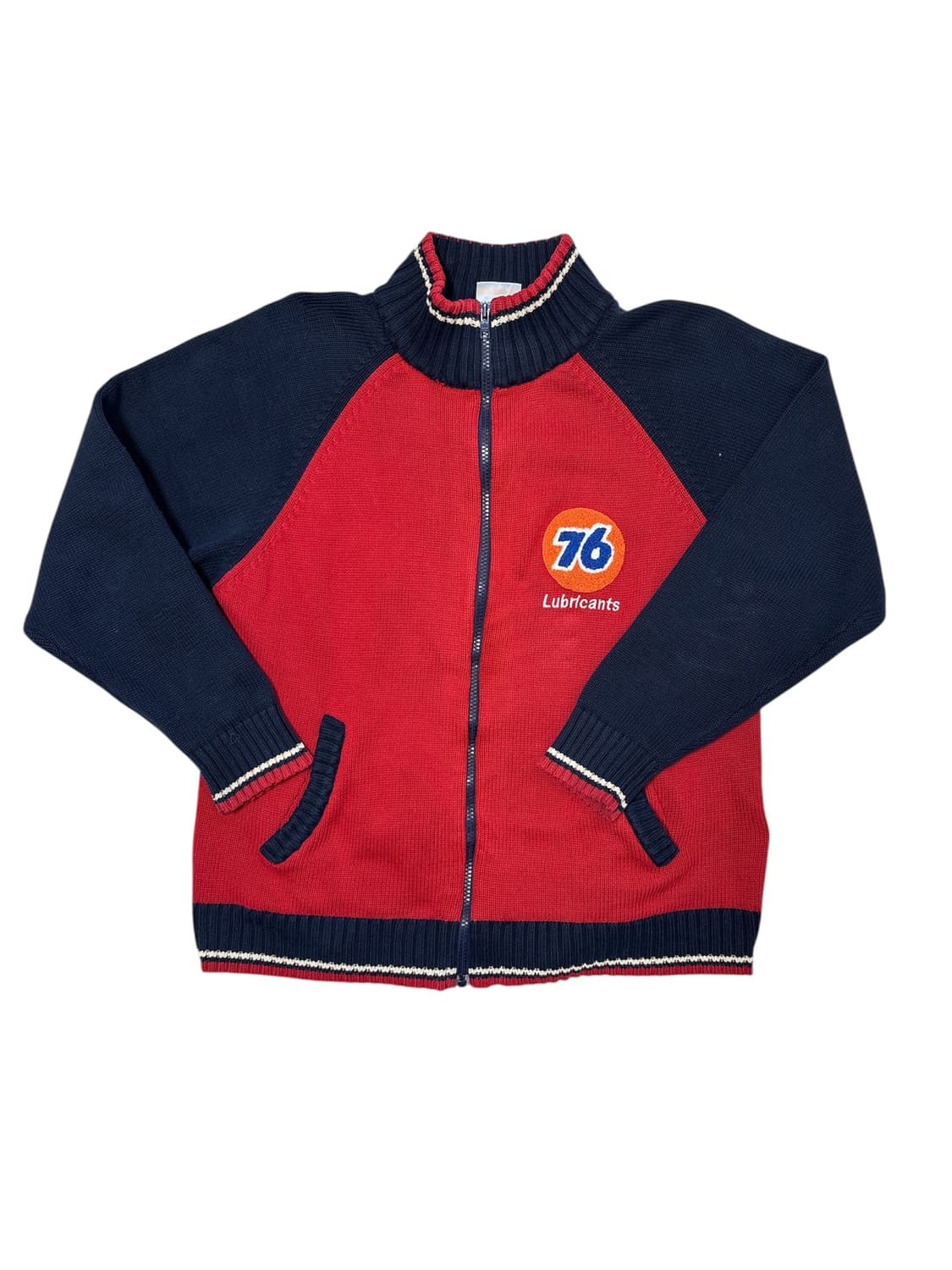 레글런 배색 긴팔 니트집업 상품이미지2