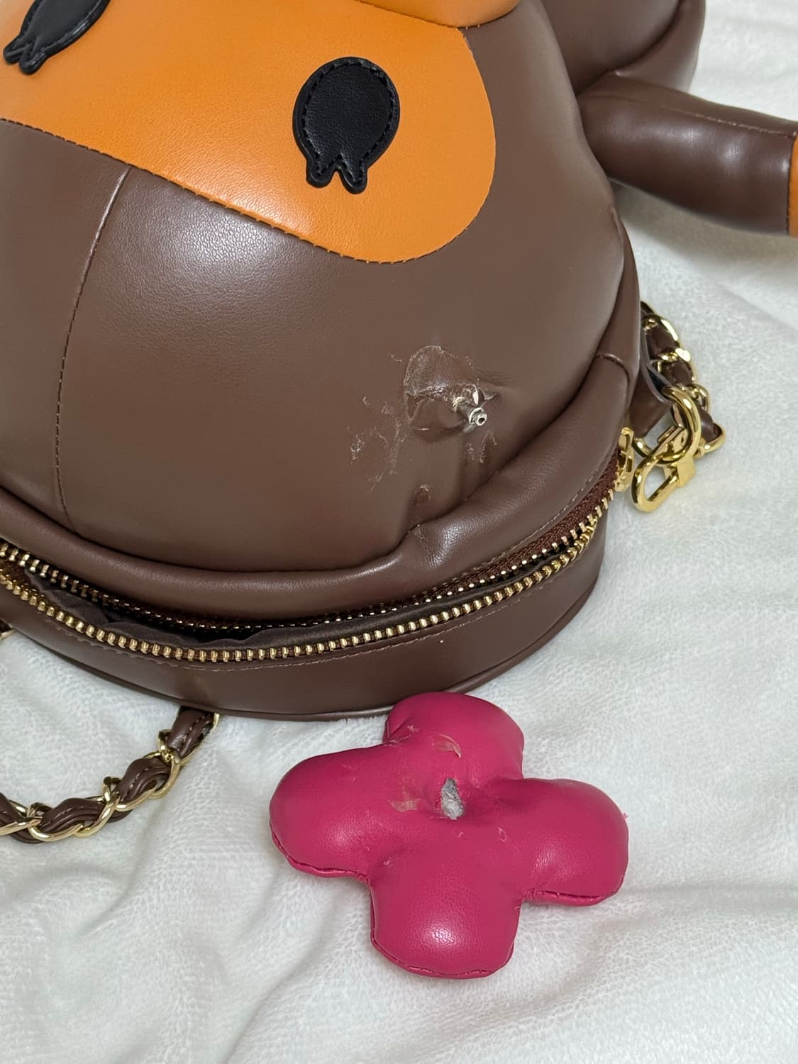 (W) 베이프 베이비 리사 플러시 돌 체인 숄더백 브라운 상품이미지4