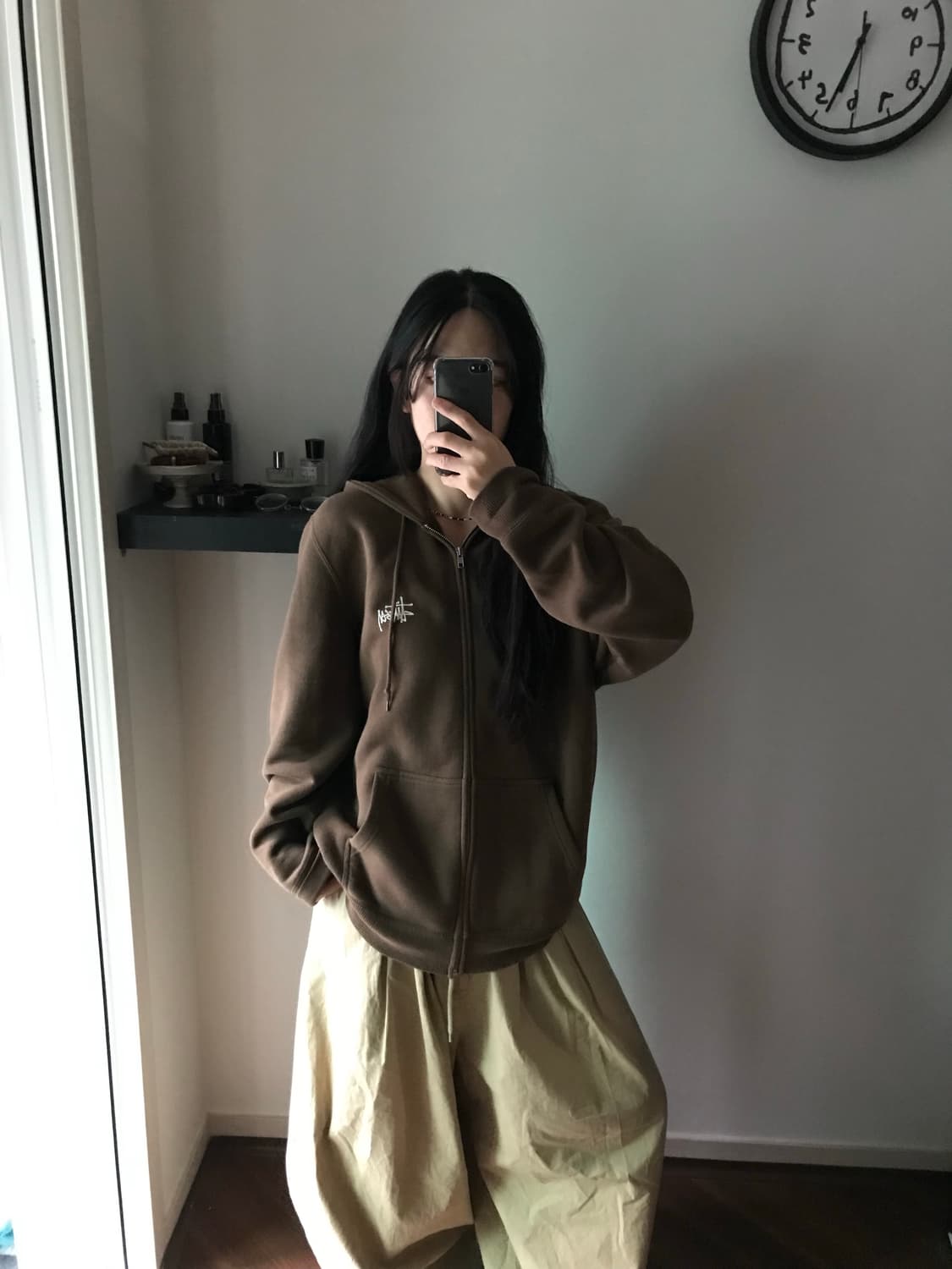 스투시 스탁 로고 브라운 후드집업 상품이미지3