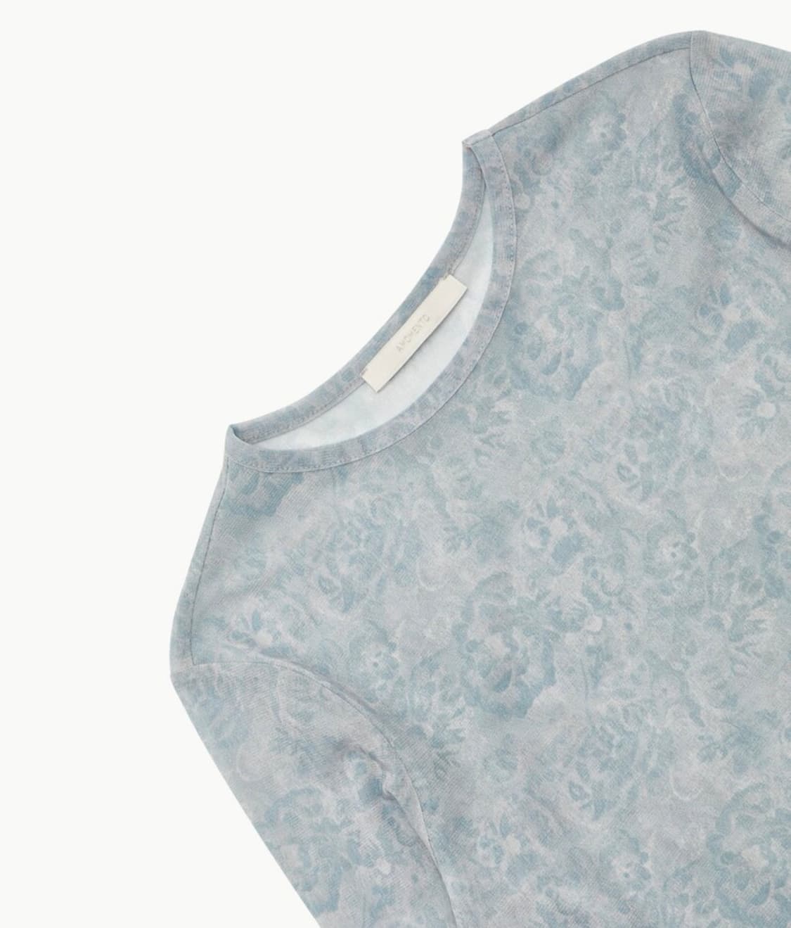 AMOMENTO WOMEN FLORAL MESH ROUND T-SHIRT 상품이미지2