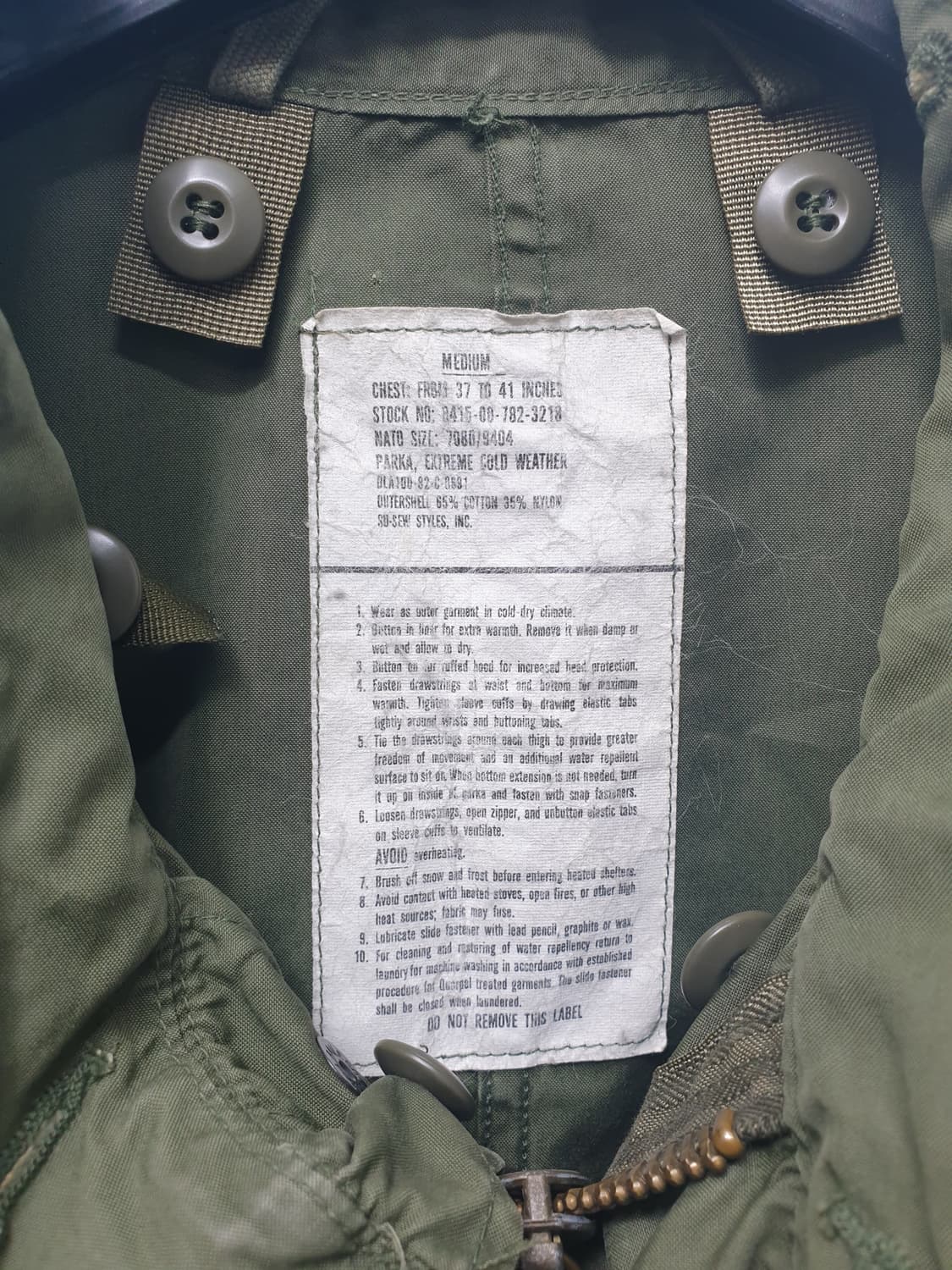 오리지널 밀리터리 M65 피쉬테일 야상 외피+내피 상품이미지7