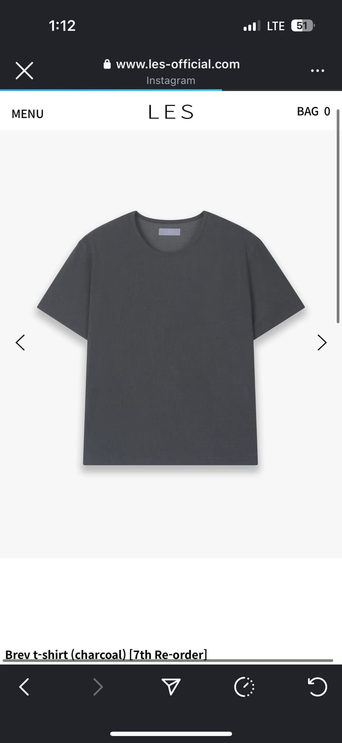 les brev 티셔츠 차콜 2사이즈 팝니다 상품이미지1