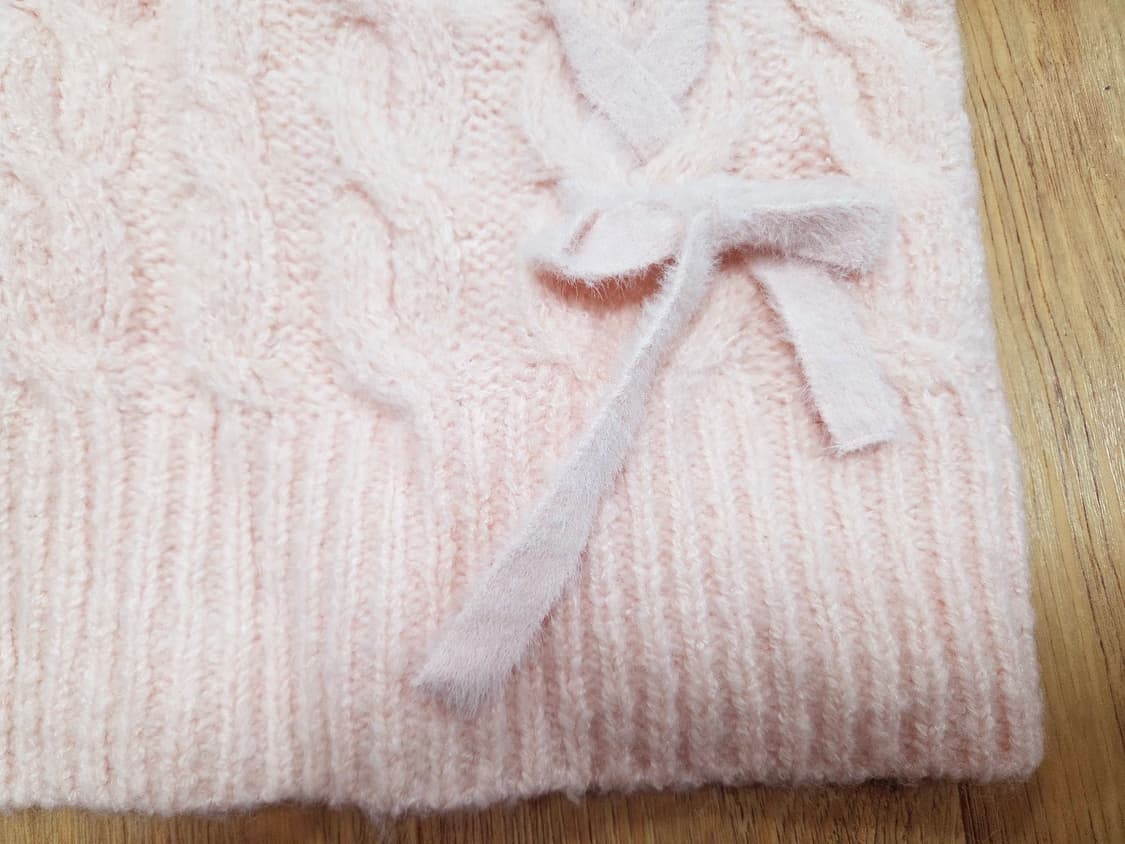 몽돌(MONGDOL) 리본 레이스업 케이블 니트 프리사이즈 새상품 상품이미지7