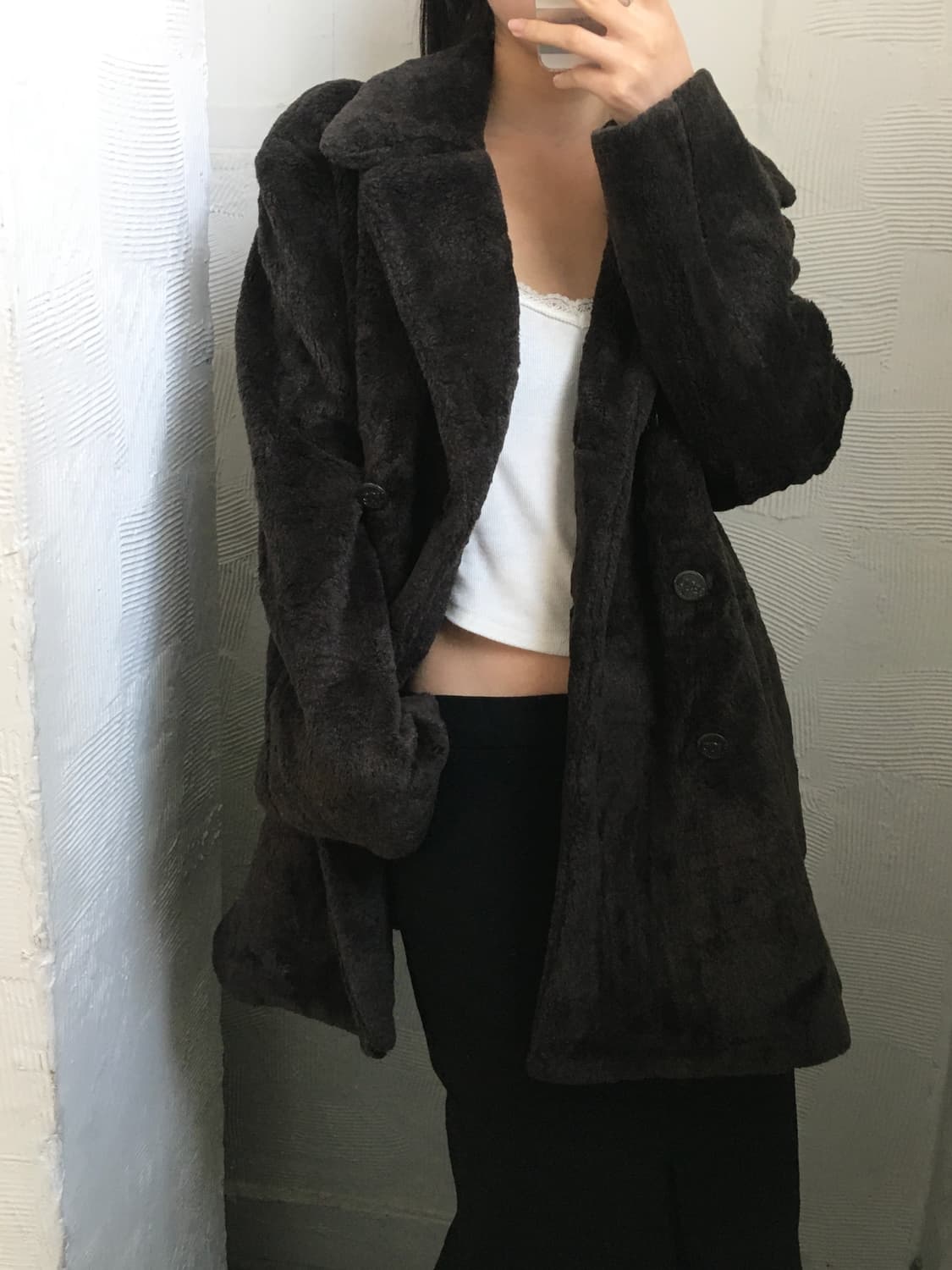 FENDI 펜디 페이크퍼 딥브라운 더블 코트 상품이미지1