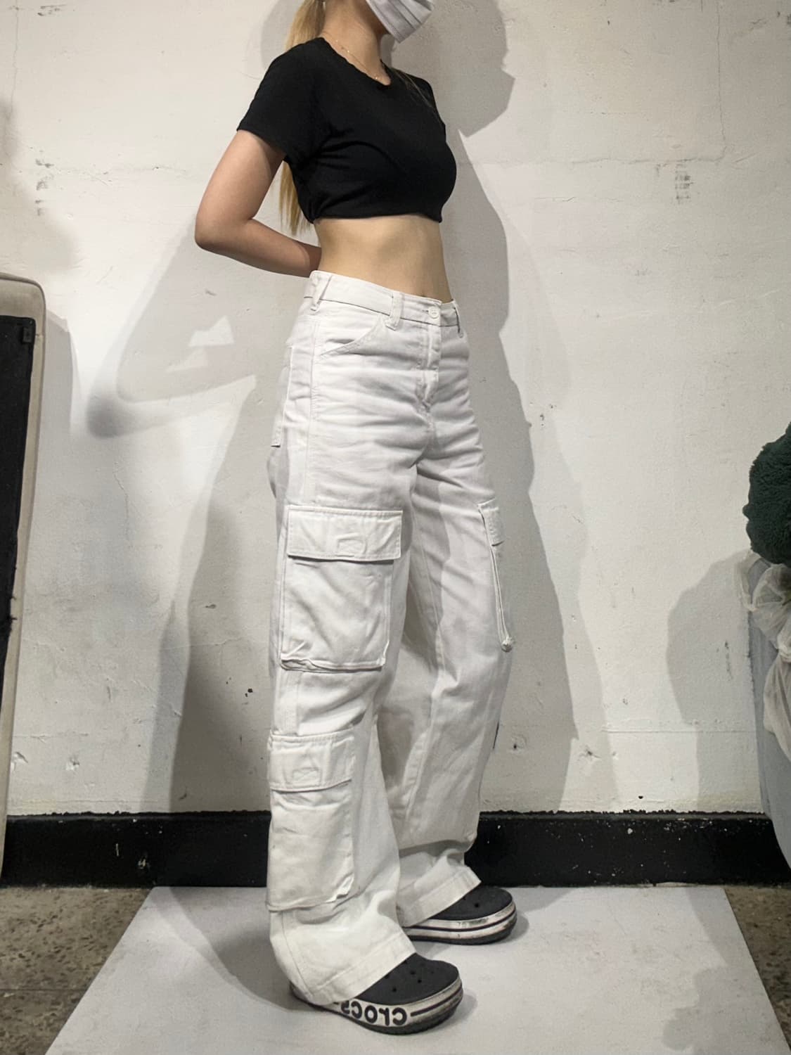 빈티지 화이트 와이드 데님 카고 팬츠  상품이미지1