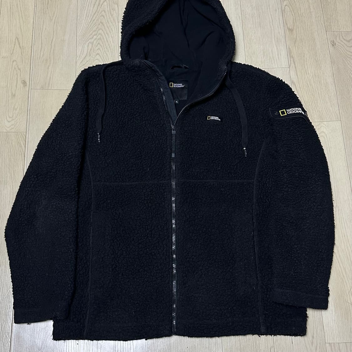 내셔널 블랙 뽀글이 후드집업 상품이미지1