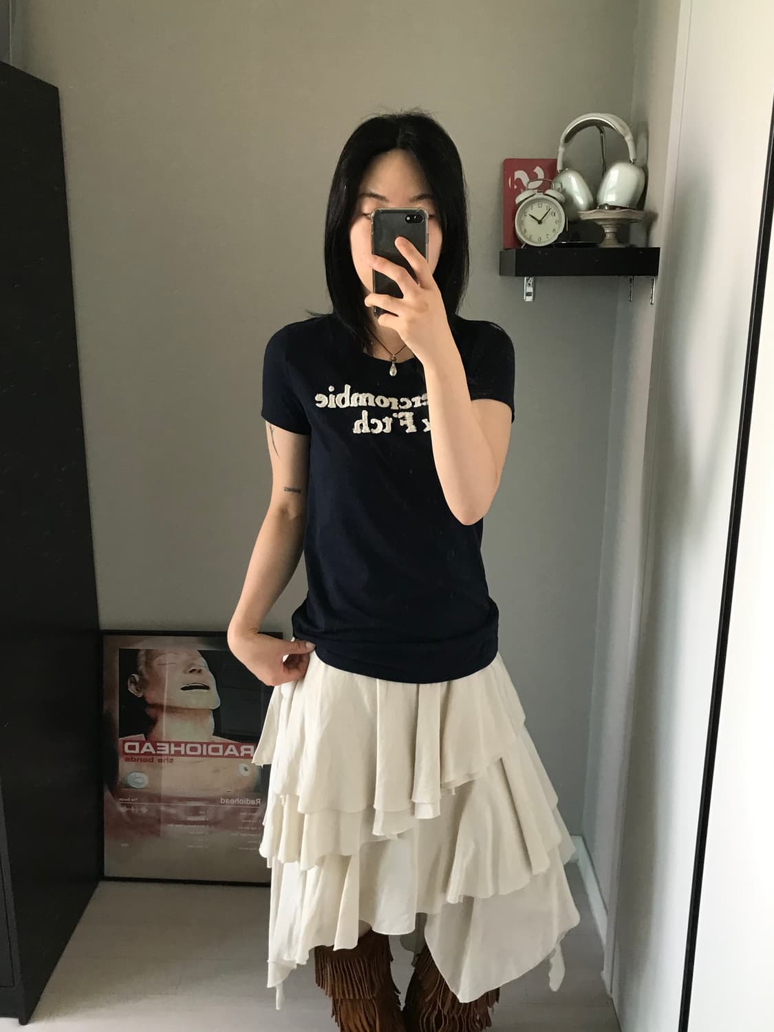 아베크롬비 자수로고 블랙 반팔티 상품이미지3