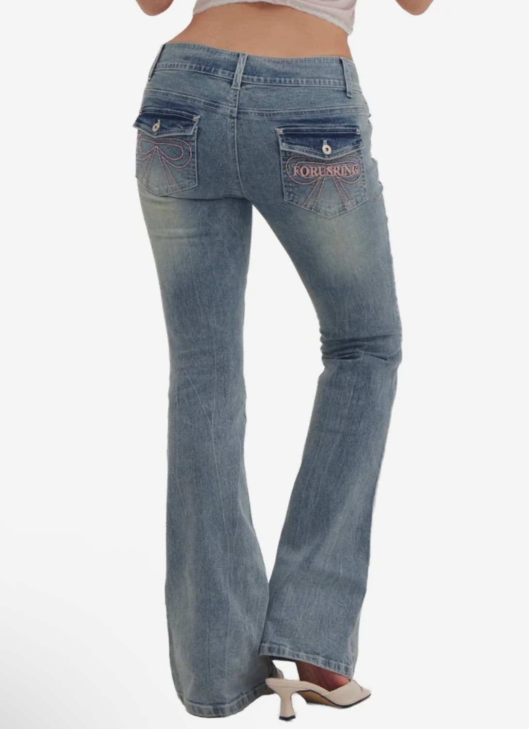 포어링 Ribbon stitch bootcut jeans (blue) S 상품이미지2