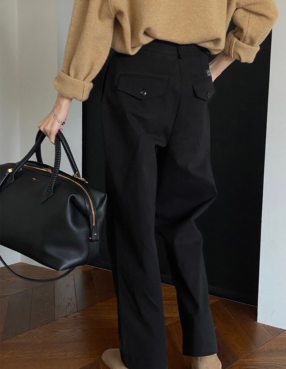 킨다베이지 클래식 코튼 블랙 팬츠(M) 상품이미지4