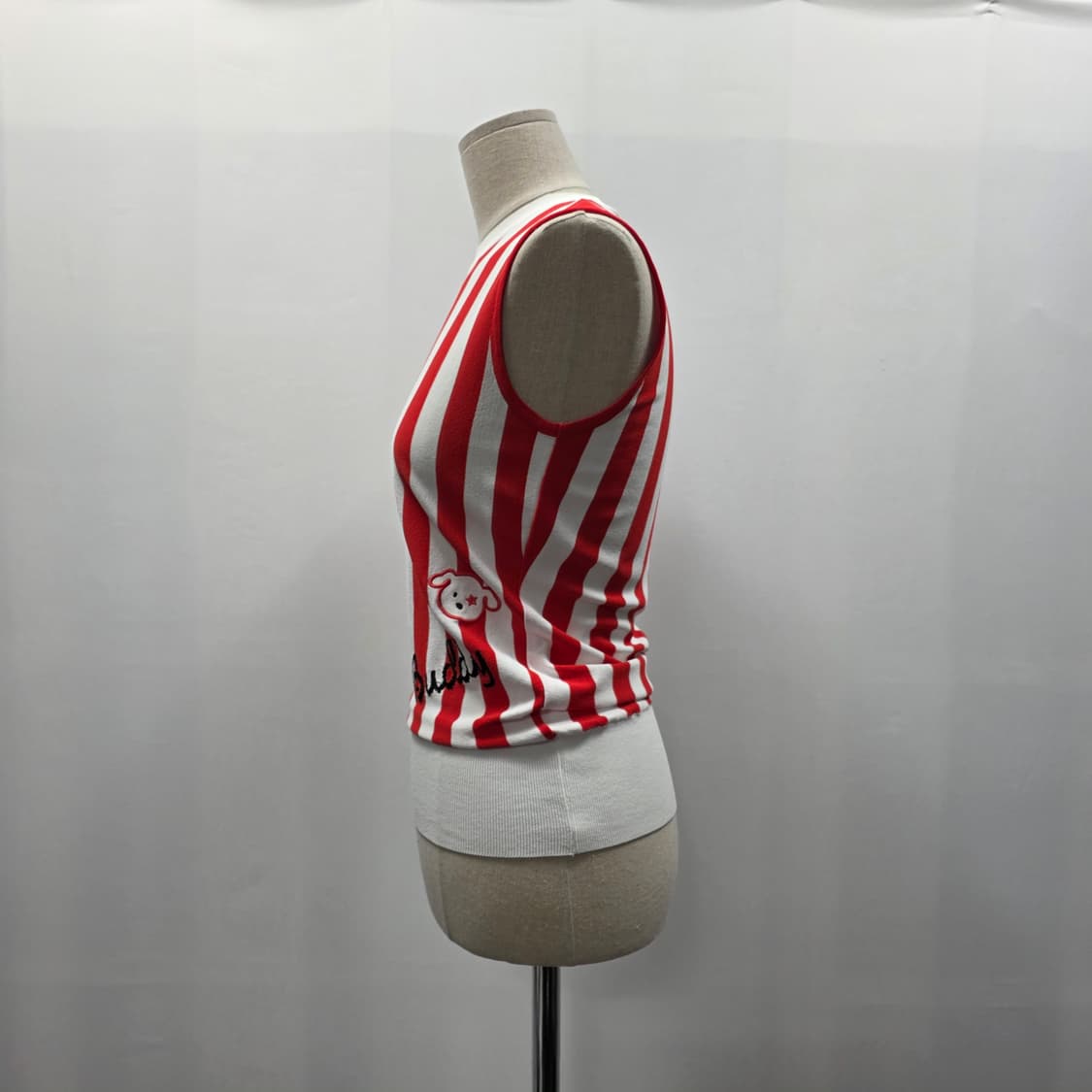 0148 파사디[passardi]빨강/흰색 스트라이프 나시 니트 90 상품이미지3