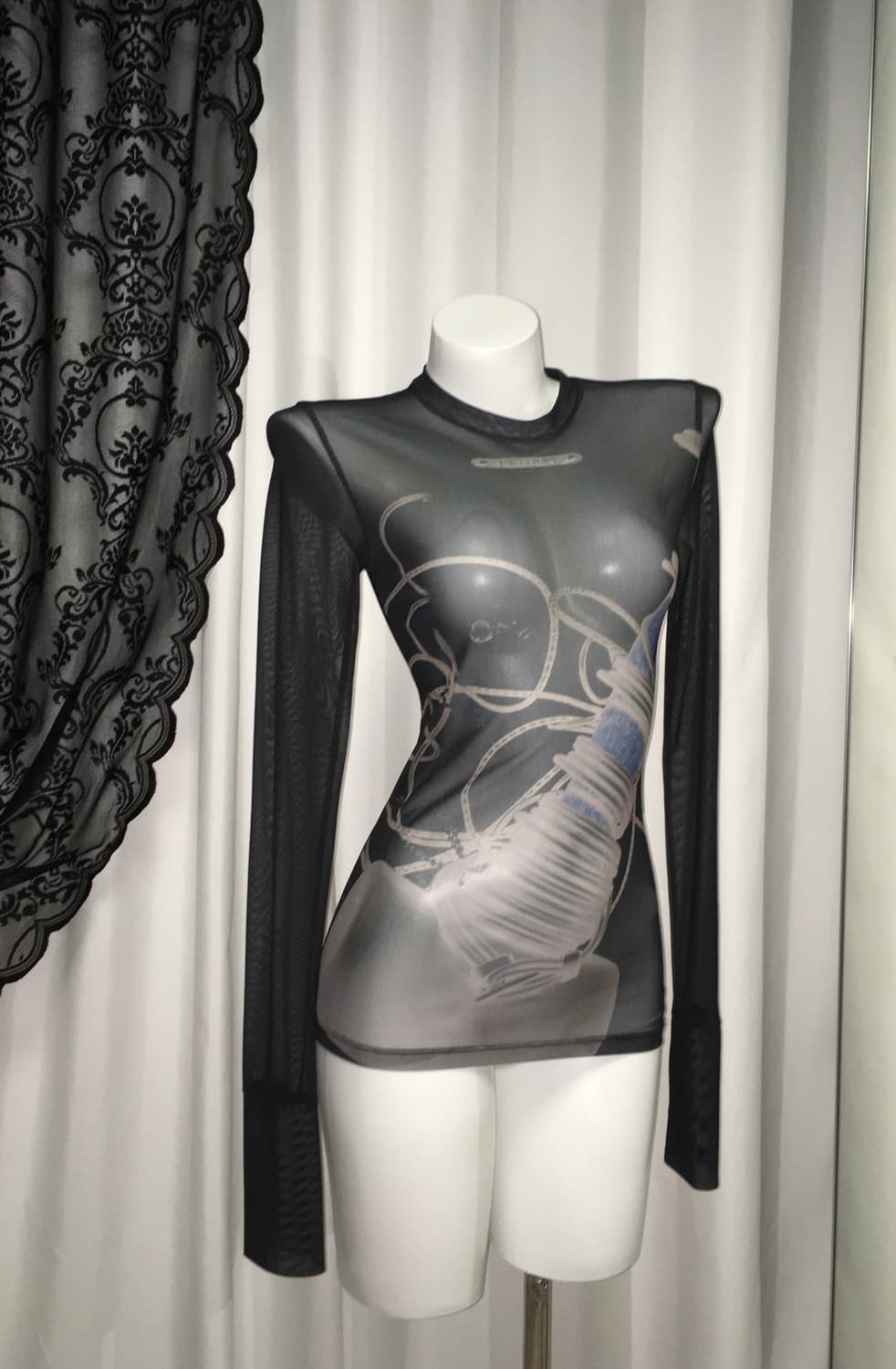 메그킴 메쉬 시스루 탑 블랙 상품이미지2