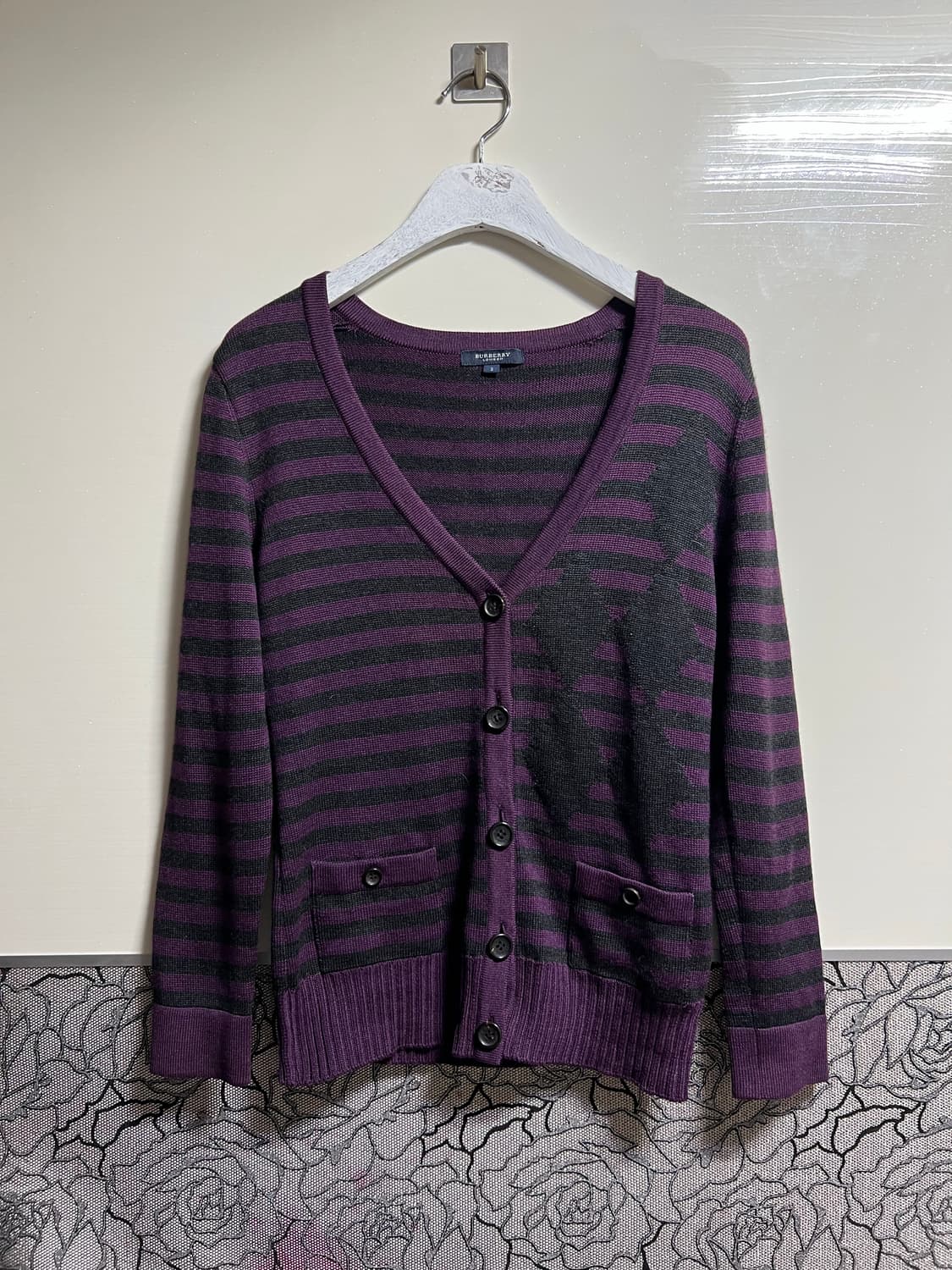 버버리 런던 스트라이프 가디건 퍼플 상품이미지1
