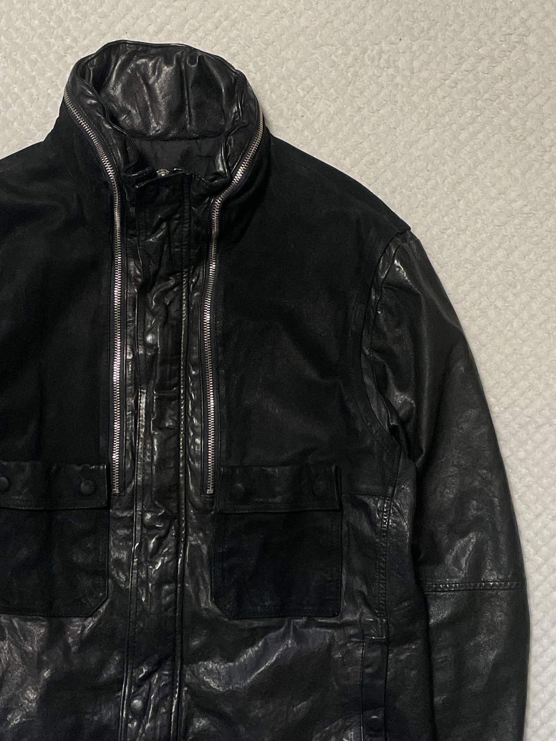 광희시장 웨스턴 무드 램스킨 양가죽 절개 레더 자켓 상품이미지3