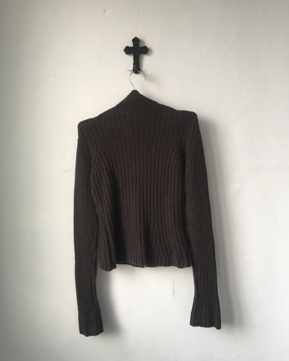 Fur layered high neck knit zip up 상품이미지2