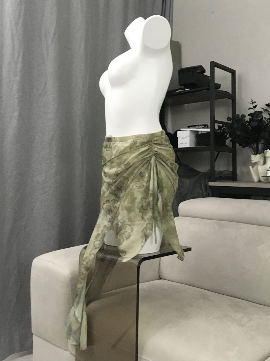 ༒ green fairy irregular shirring skirt 상품이미지4