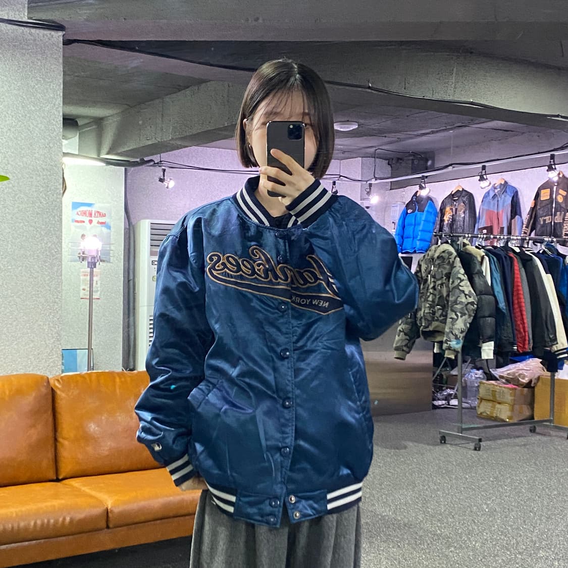 MLB 뉴욕 양키스 빅로고 배색 새틴 자켓 B3013 상품이미지1