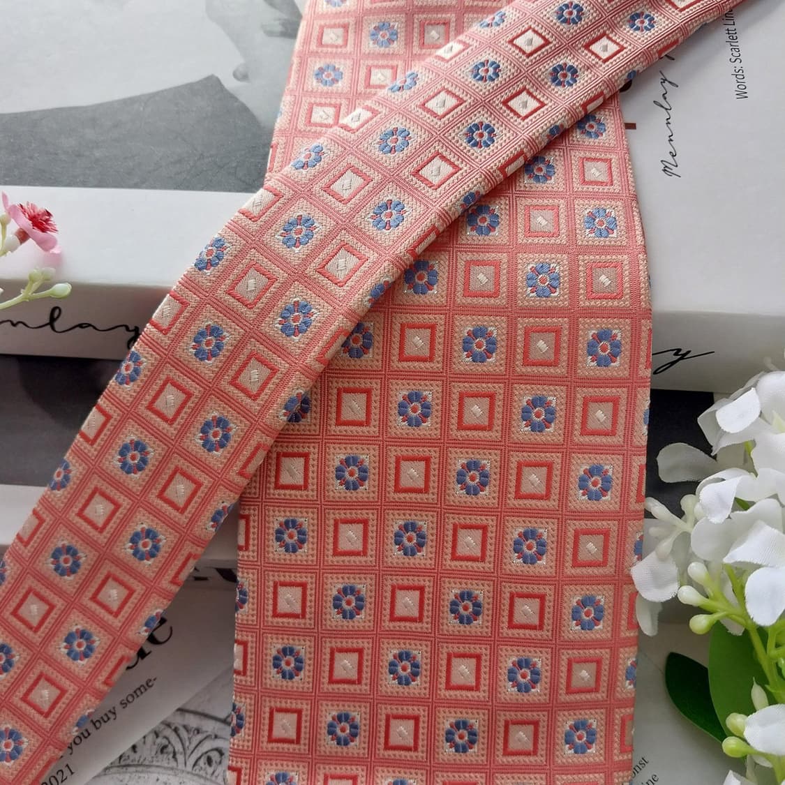 아쿠아스큐텀 넥타이 핑크 패턴 9.5cm A+등급 A1980
 상품이미지4