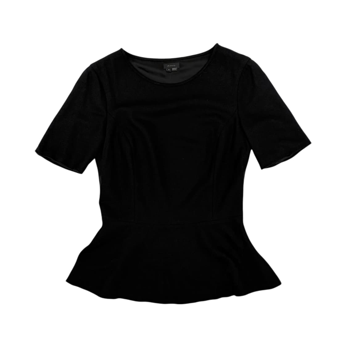 Theory 띠어리 블랙 페플럼 반팔 블라우스 상품이미지1