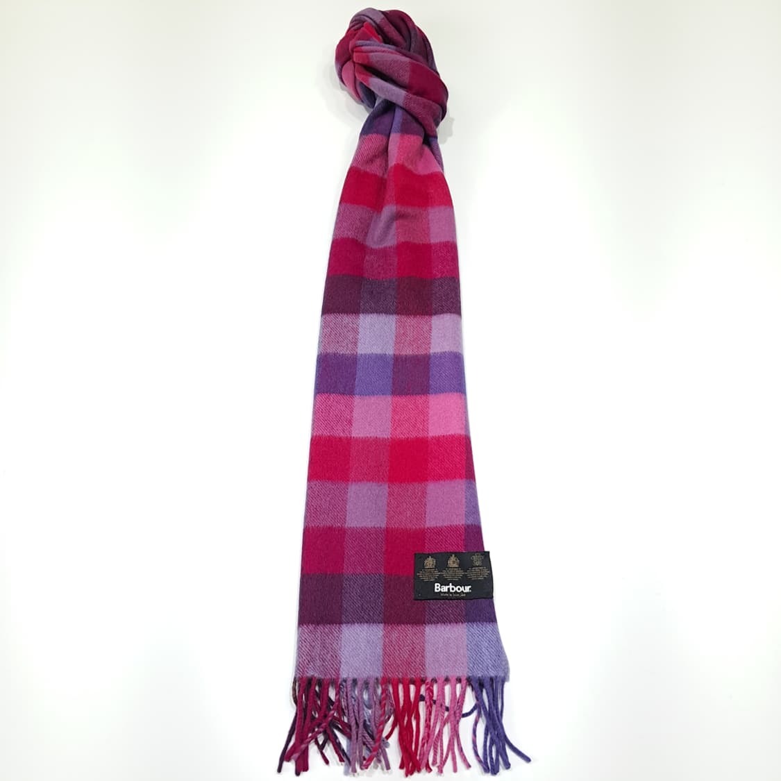 MX568 바버 00s 스코틀랜드판 램스울 체크 퍼플마젠타 머플러 목도 상품이미지5