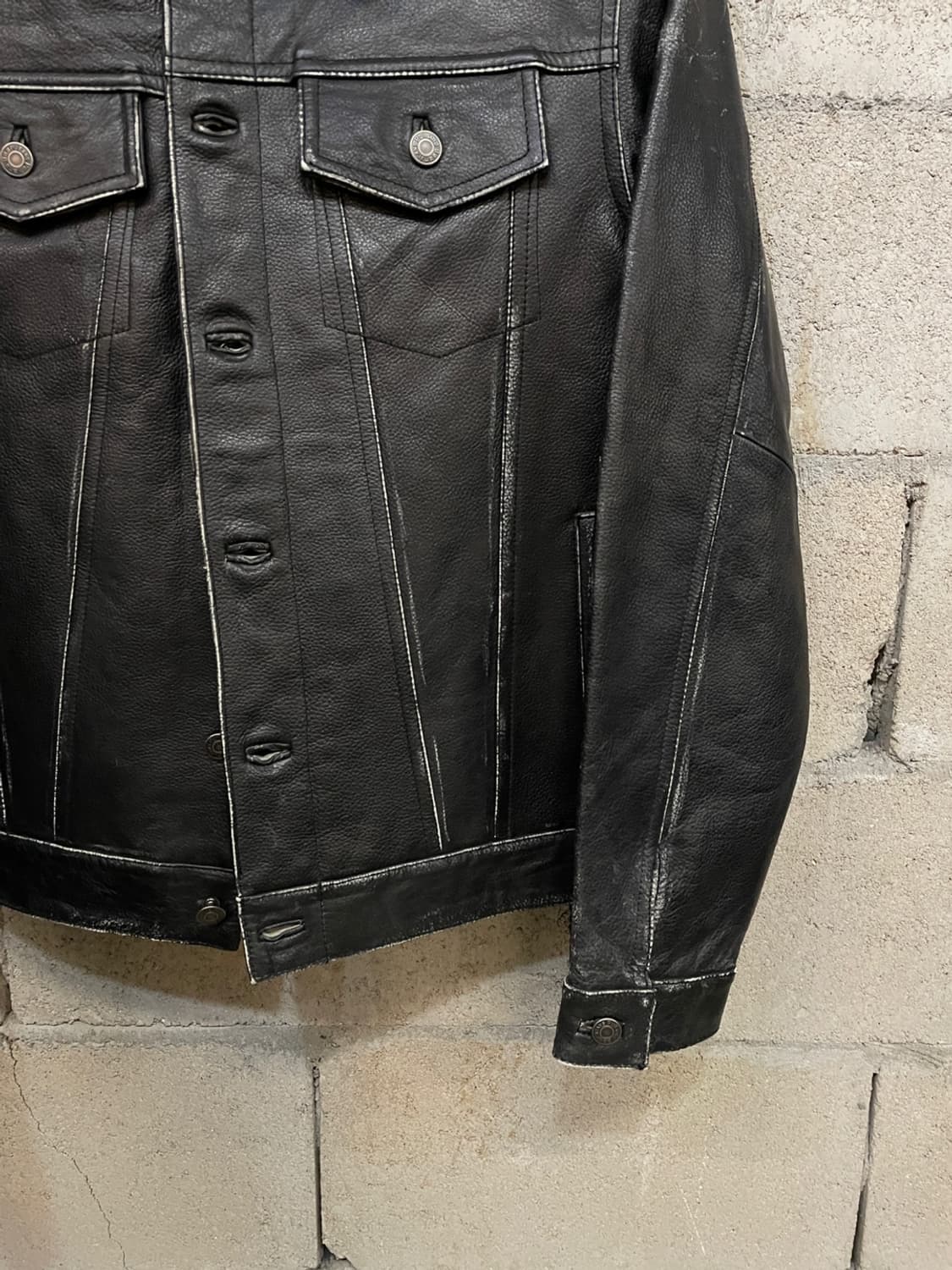 빈티지 Pull And Bear 레더 트러커 자켓  상품이미지3