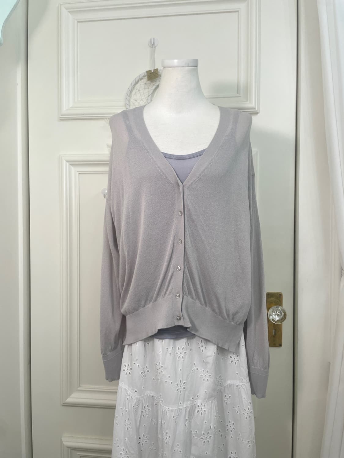 sheer gray v-neck cardigan(슬립 sold out) 상품이미지1