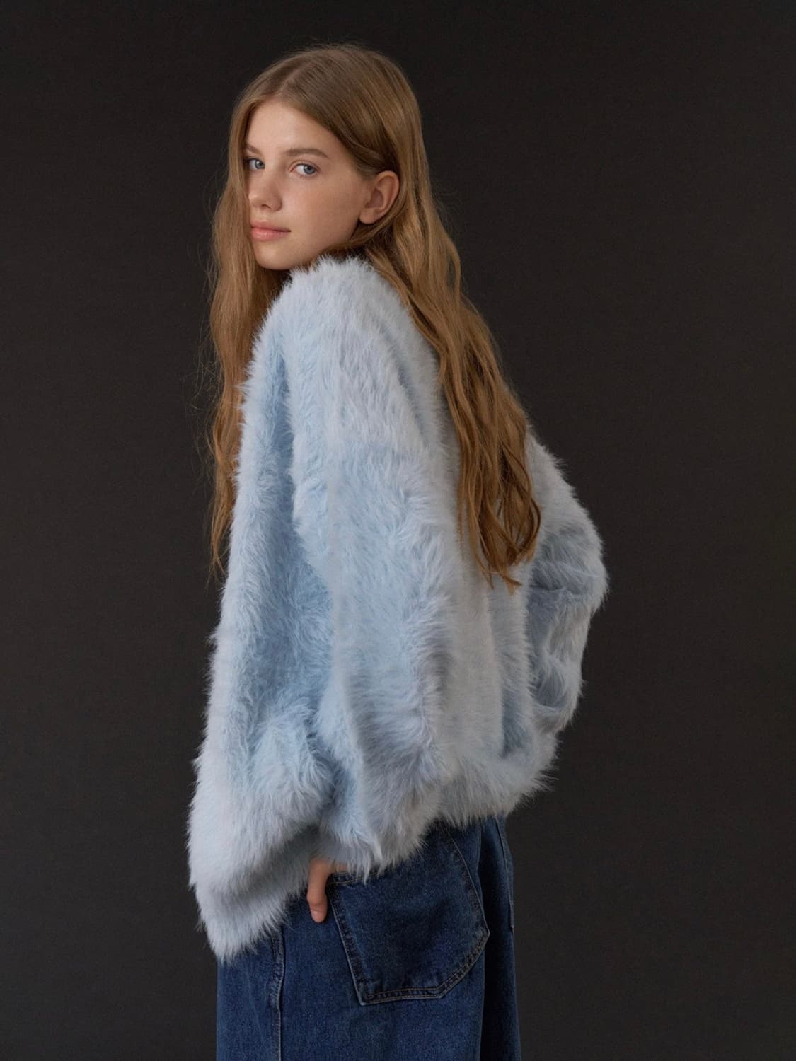 헤더먼트 테디가디건 아이스블루 새상품 상품이미지3