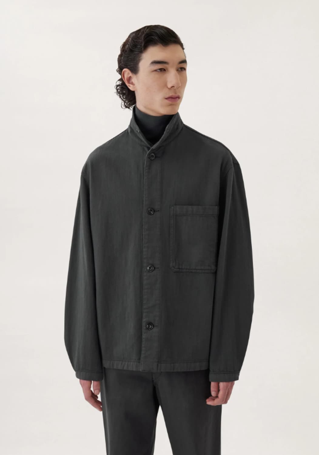 르메르 데님 스탠드 칼라 오버셔츠 징크 상품이미지2