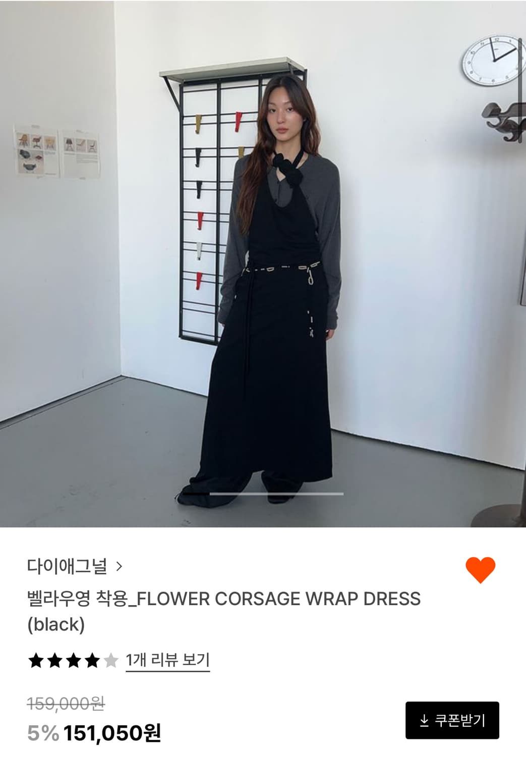 FLOWER CORSAGE WRAP DRESS (black) 랩 원피스 상품이미지1