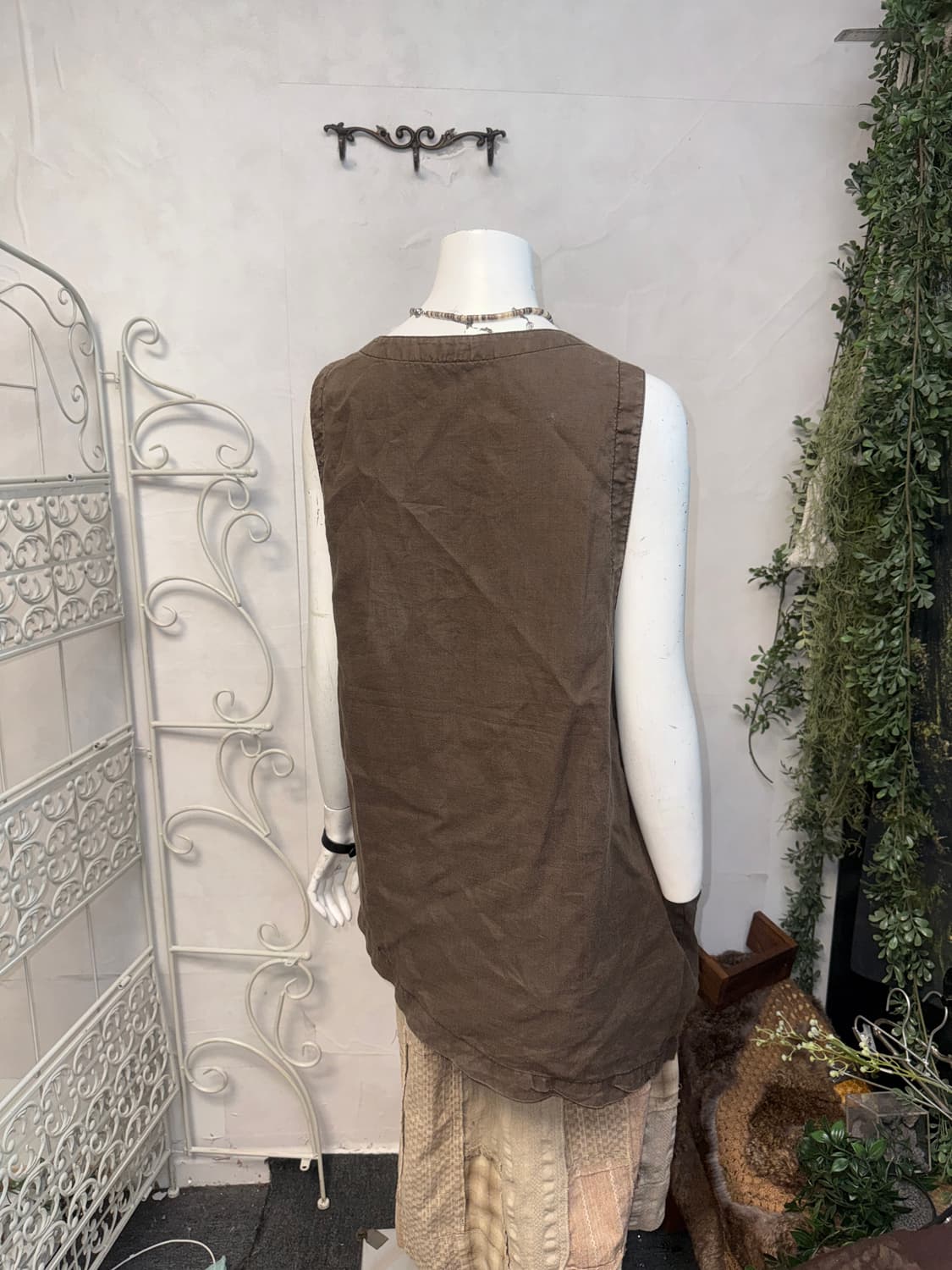 Dark brown shirring button balloon 슬리브리스 상품이미지8